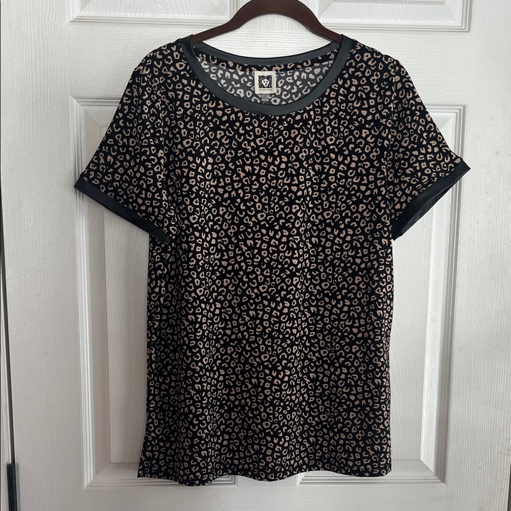 Anne Klein Black and Tan  Animal Print Blouse